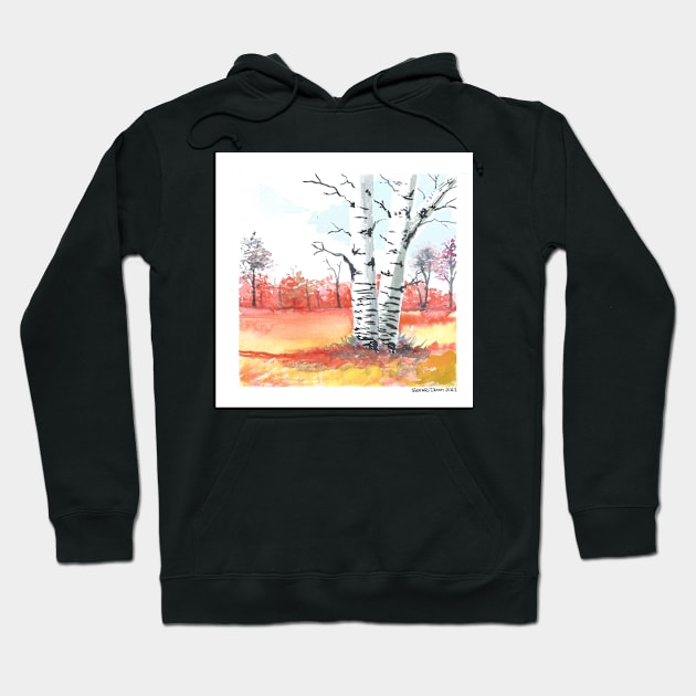 Autumn Birch Trees Hoodie by ReneeDixonArt